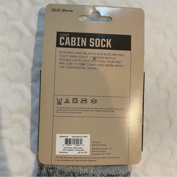 Field & Stream Cabin Socks Cozy Warm Gray Women’s One Size Aloe Infused Gift - Picture 3 of 5